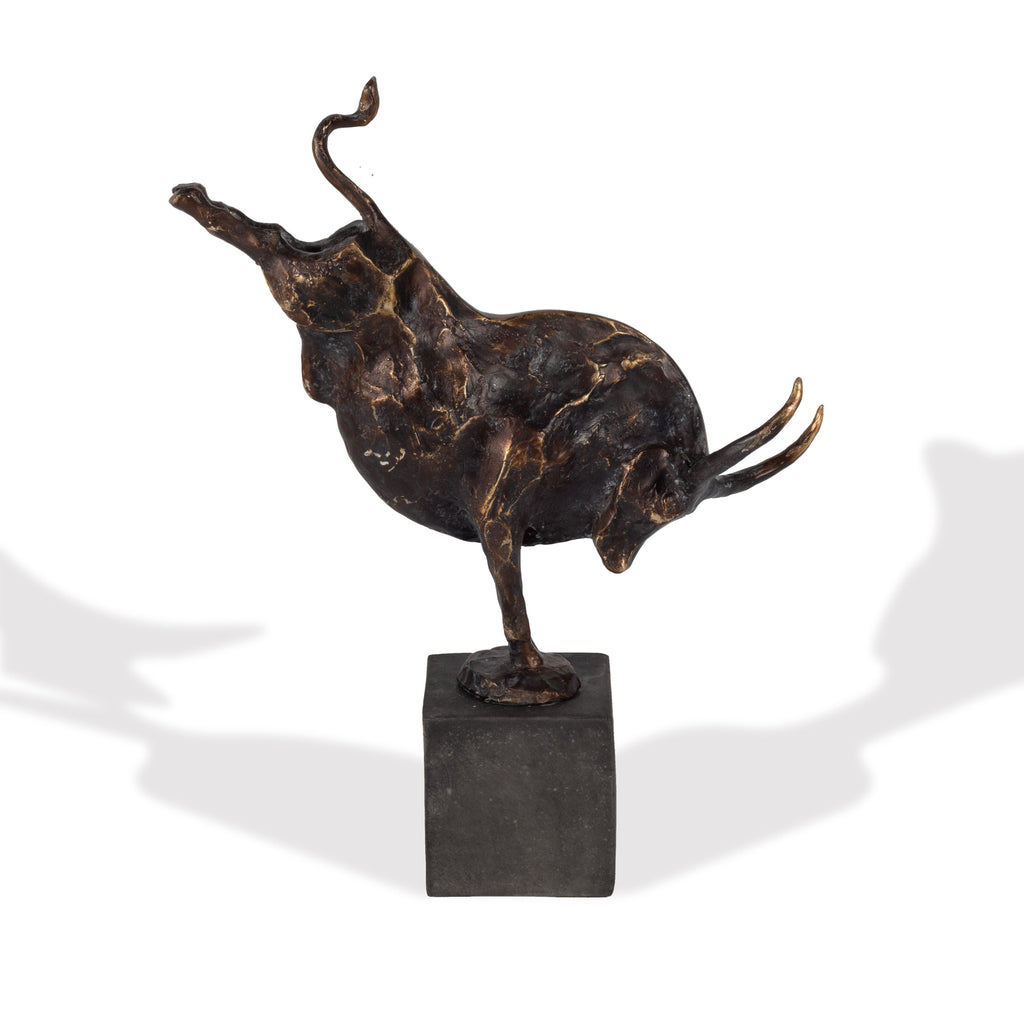 Bull performing handstand sculpture - The Nifty Decor