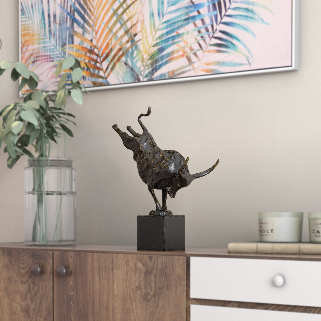 Bull performing handstand sculpture - The Nifty Decor