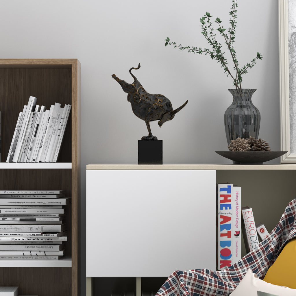 Bull performing handstand sculpture - The Nifty Decor