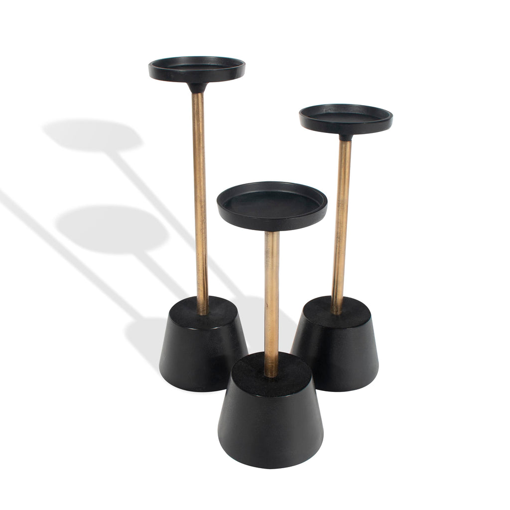 Black and gold candle holder, set of 3 - The Nifty Decor