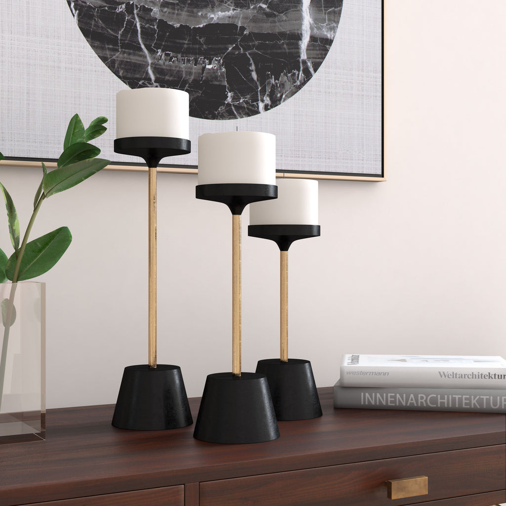 Black and gold candle holder, set of 3 - The Nifty Decor