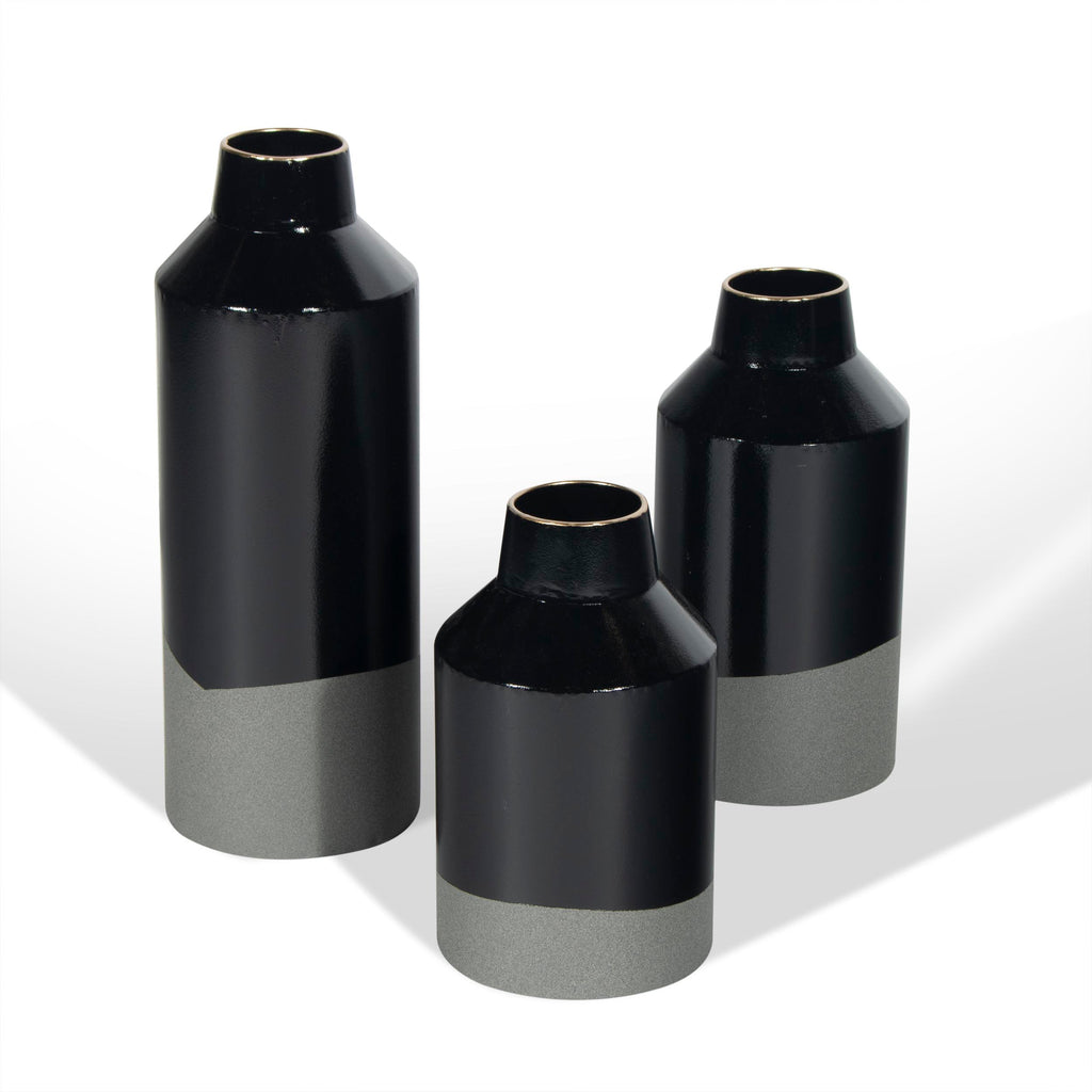 Matte & glossy two tone Vase ,set of 3 - The Nifty Decor