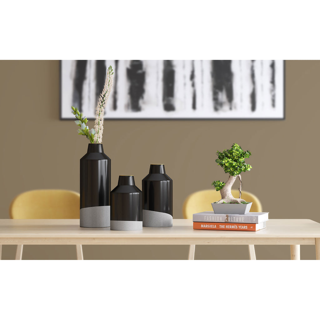 Matte & glossy two tone Vase ,set of 3 - The Nifty Decor