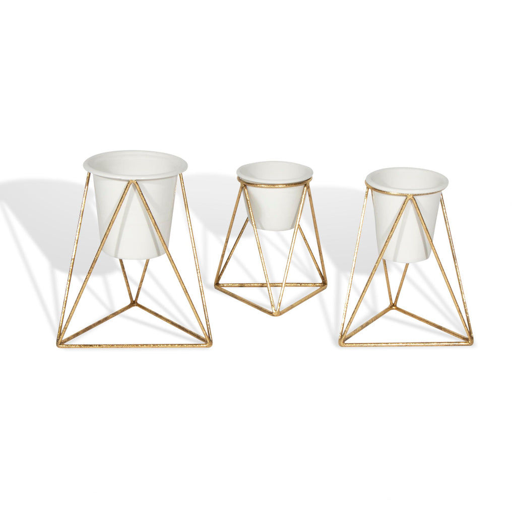 Geometric tabletop pots, Set of 3 - The Nifty Decor