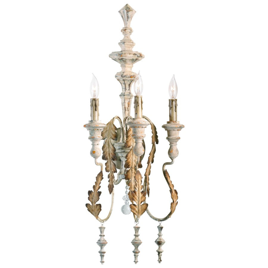 Three-light Persian white wrought iron wall sconce - The Nifty Decor