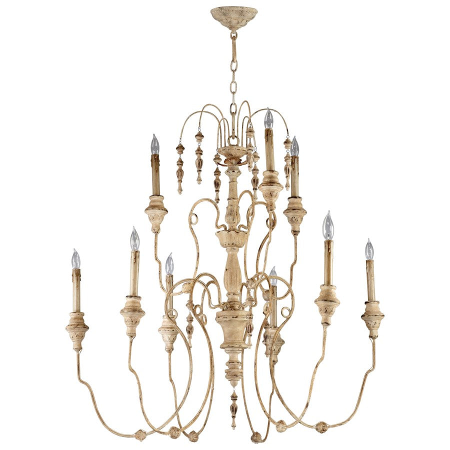 Nine-light aged white chandelier - The Nifty Decor