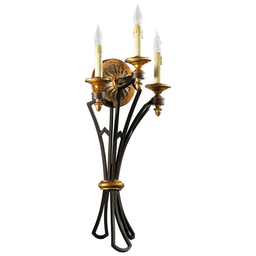 Three-light oiled bronze wall sconce - The Nifty Decor