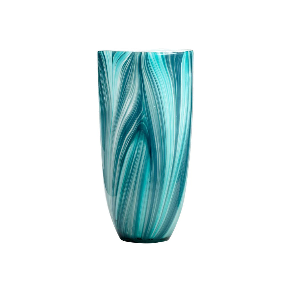 Turquoise Blue Glass Vase - Bombay Mercantile