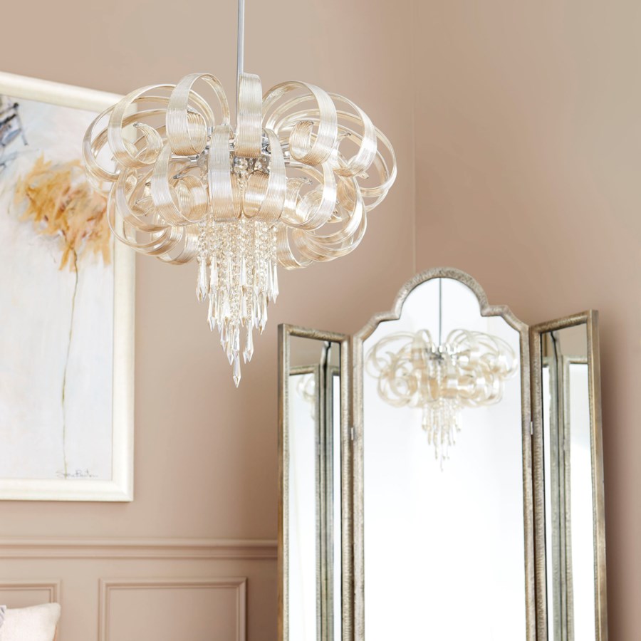 Curlicue ribbon chandelier - The Nifty Decor