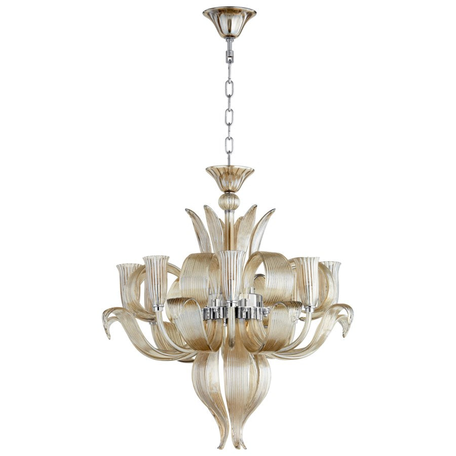 Cognac eight-light glass chandelier - The Nifty Decor