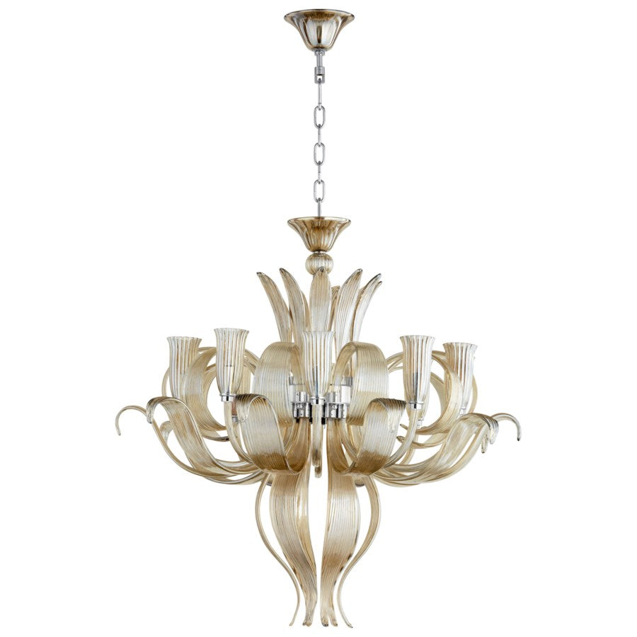 Ten-light cognac glass chandelier - The Nifty Decor