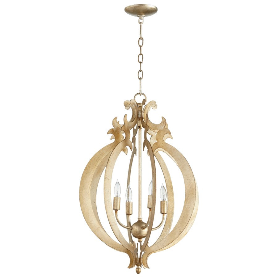 Four-light aged silver leaf pendant - The Nifty Decor