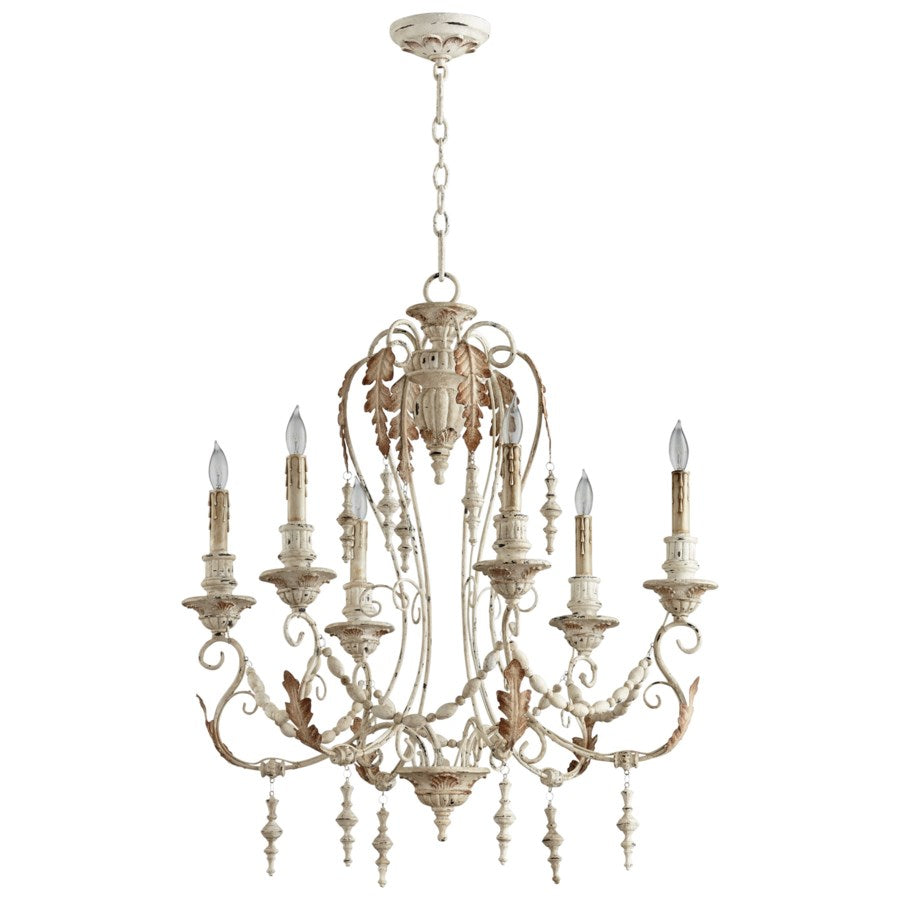 Wrought iron and wood six-light chandelier - The Nifty Decor