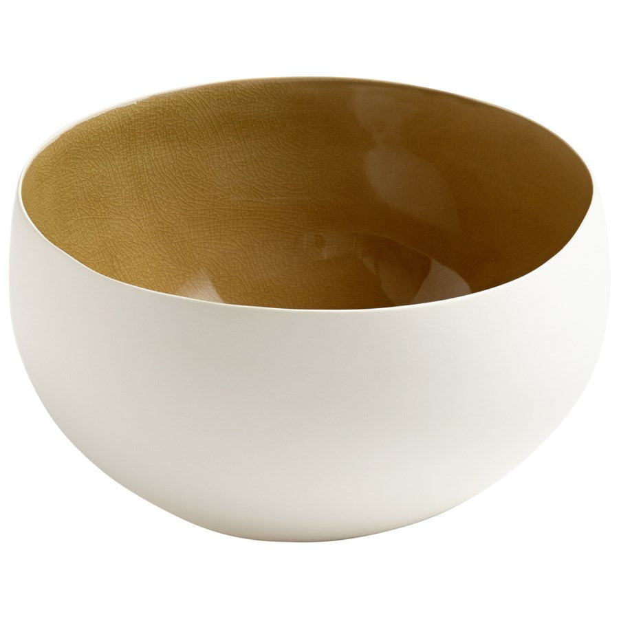 White and Olive Crackle Bowl - The Nifty Decor