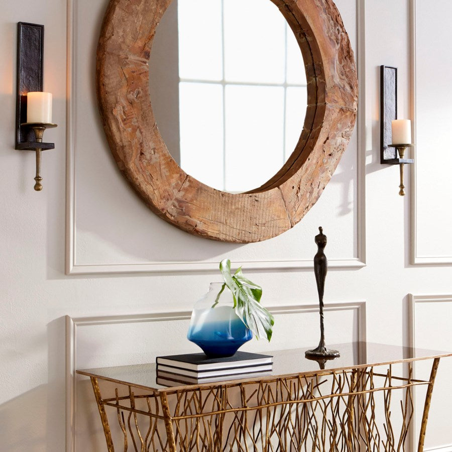 Circular walnut mirror - The Nifty Decor