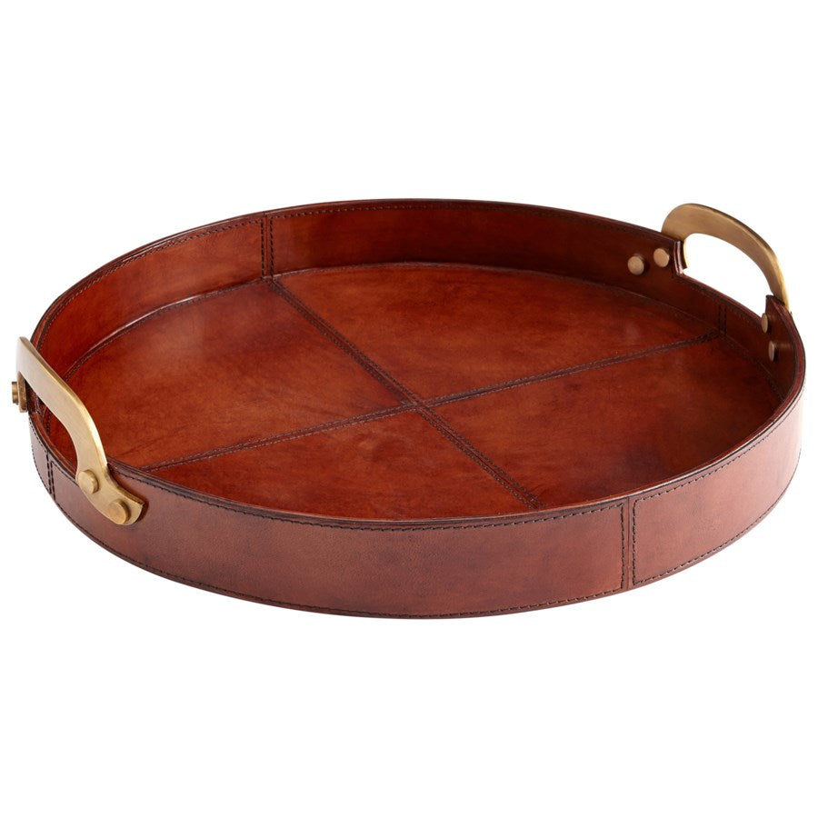 Delicate gold handles leather tray - The Nifty Decor