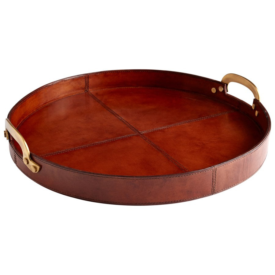 Delicate gold handles leather tray - The Nifty Decor