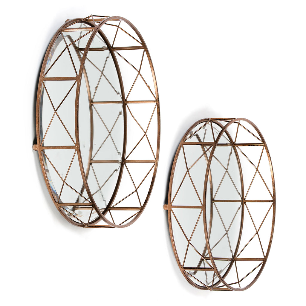 Copper trays with mirrored bottoms, Set of 2 - The Nifty Decor
