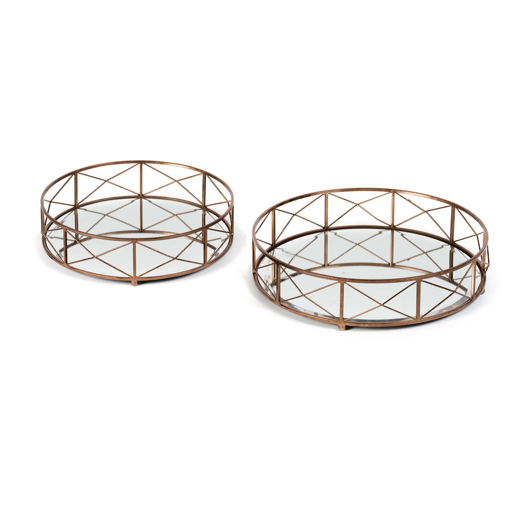 Copper trays with mirrored bottoms, Set of 2 - The Nifty Decor