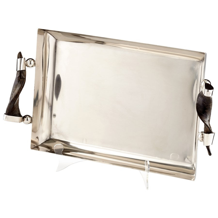 Rectangular steel tray with horn handles - The Nifty Decor