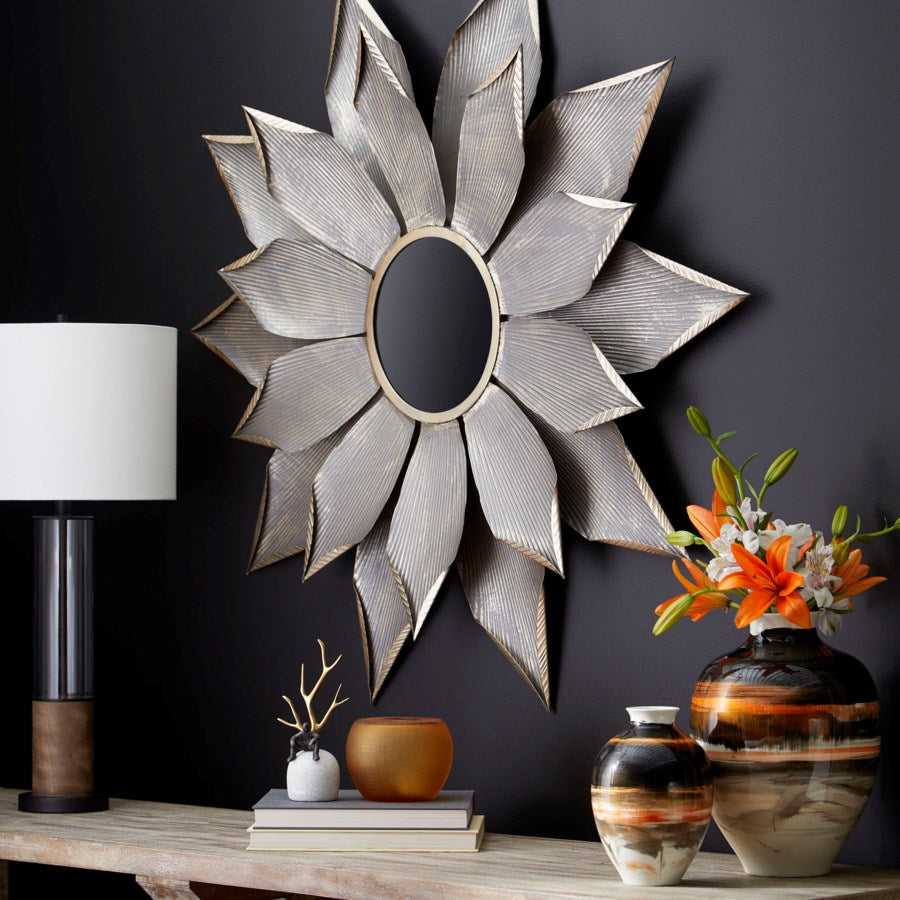 Graphite floral mirror. - The Nifty Decor