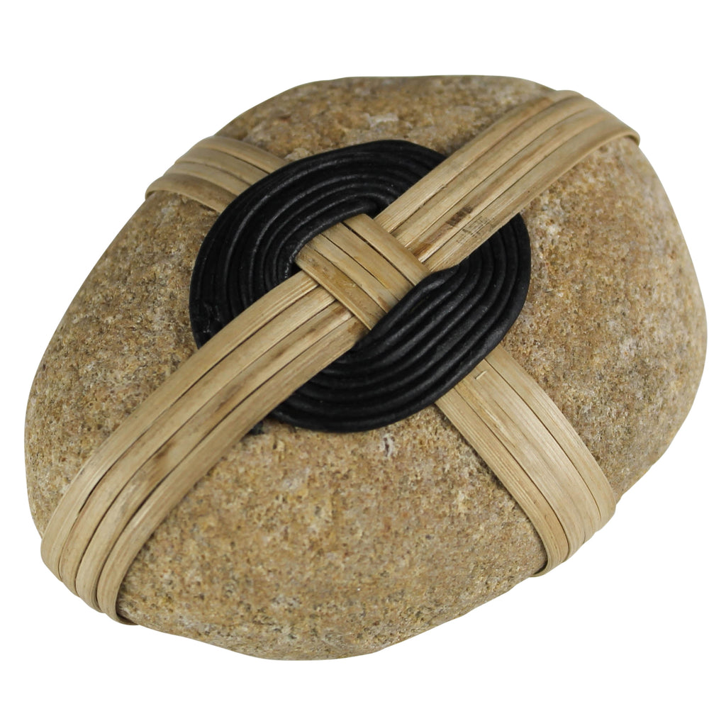 Serenity stone, black leather ring - Bombay Mercantile