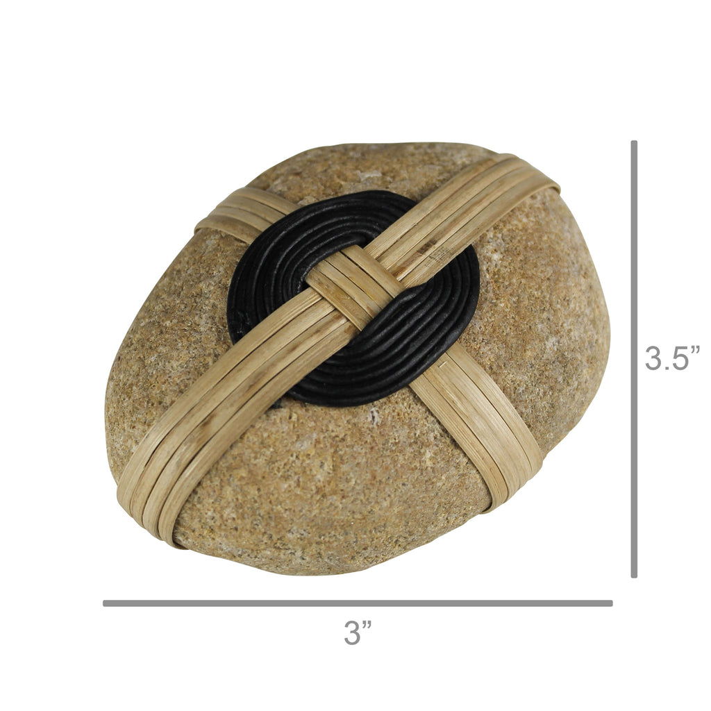 Serenity stone, black leather ring - Bombay Mercantile