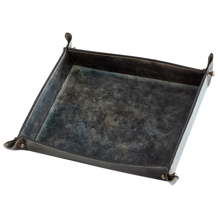Deep gray  leather tray - The Nifty Decor