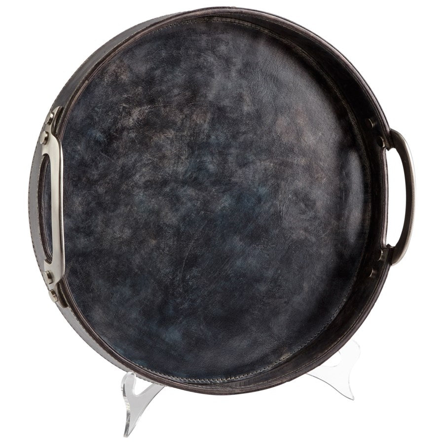 Mottled gray round tray - The Nifty Decor