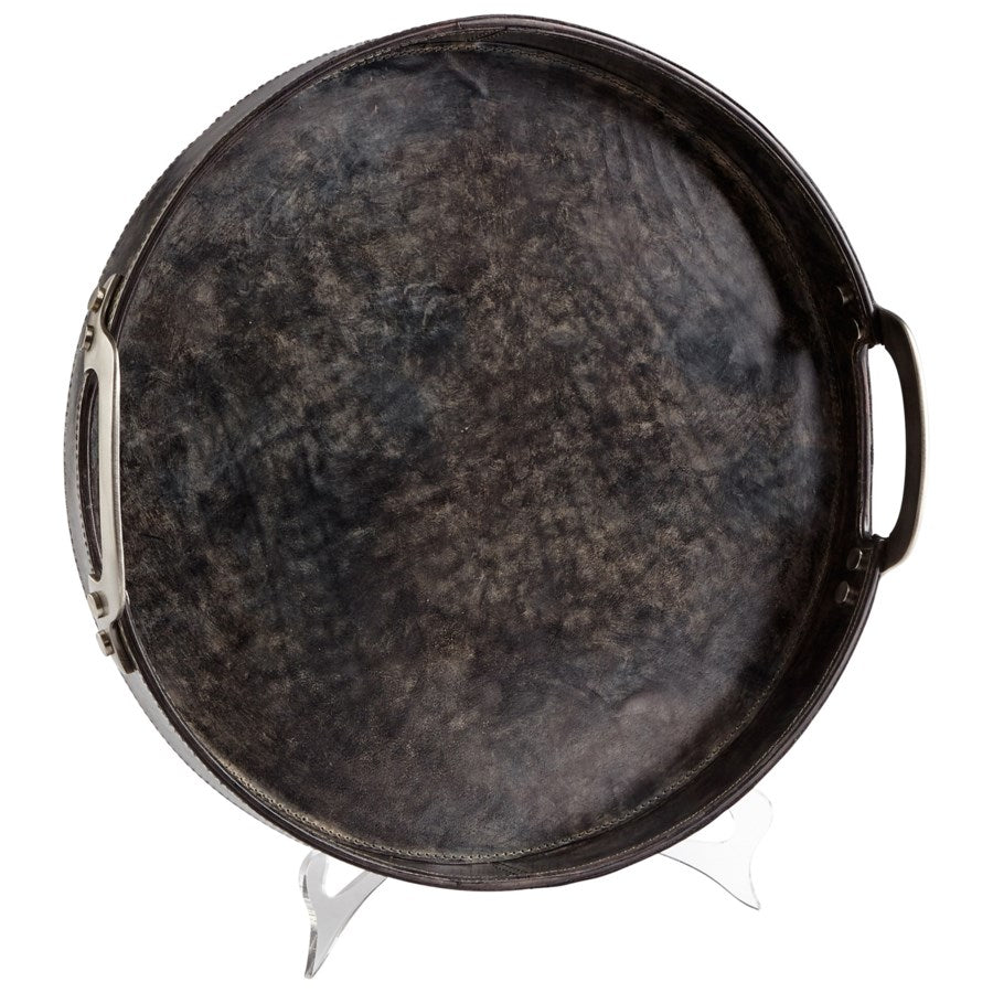 Mottled gray round tray - The Nifty Decor