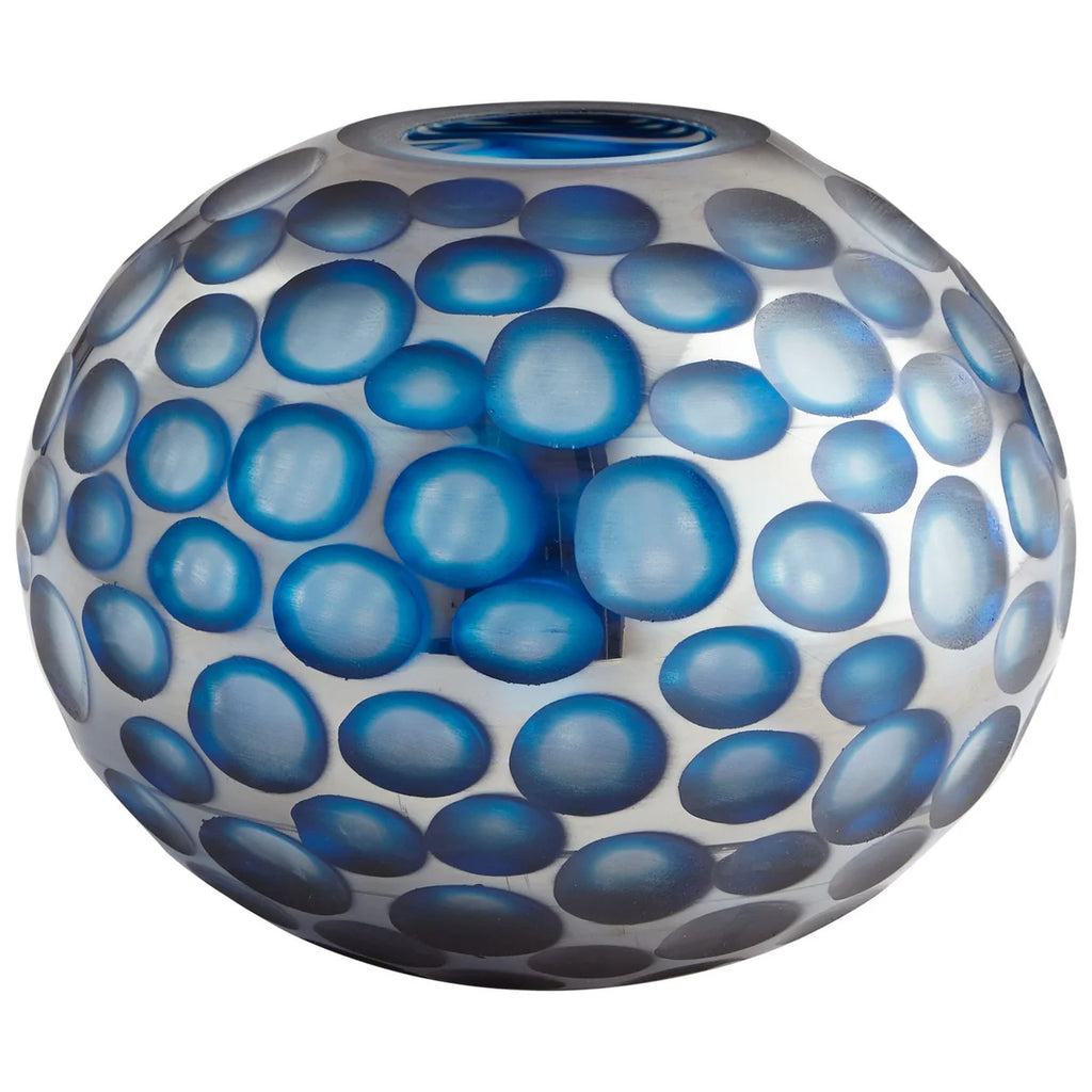 Blue Round Vase - Bombay Mercantile