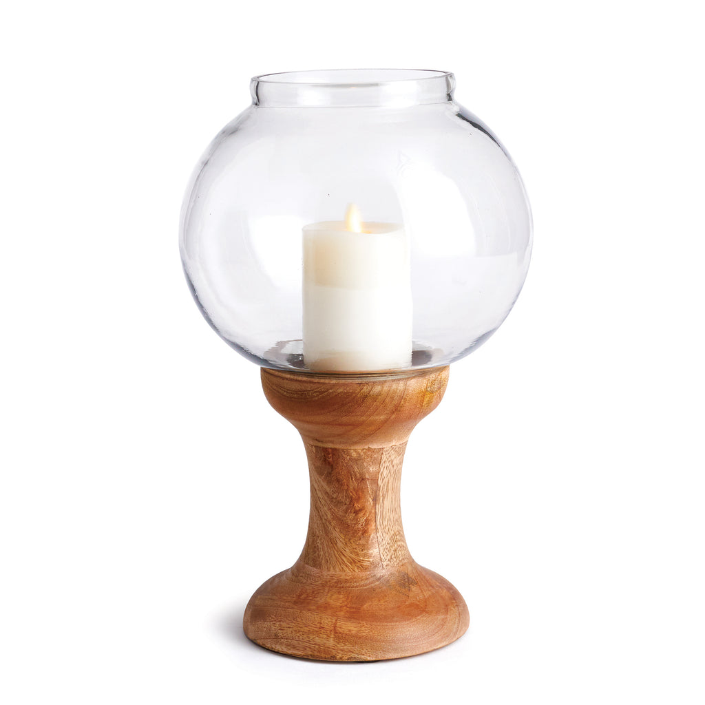 WOOD GLASS CANDLE STAND LARGE - The Nifty Decor