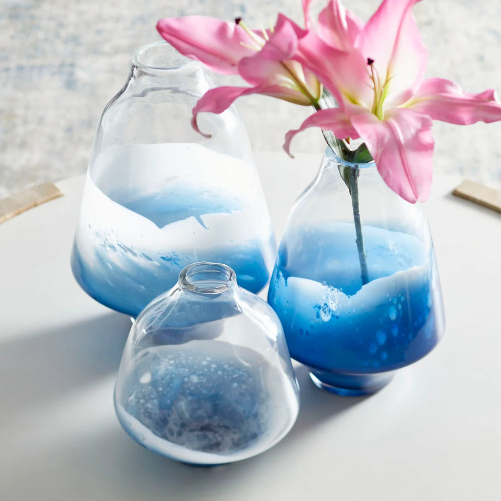 Clear and Cobalt Vase - Bombay Mercantile