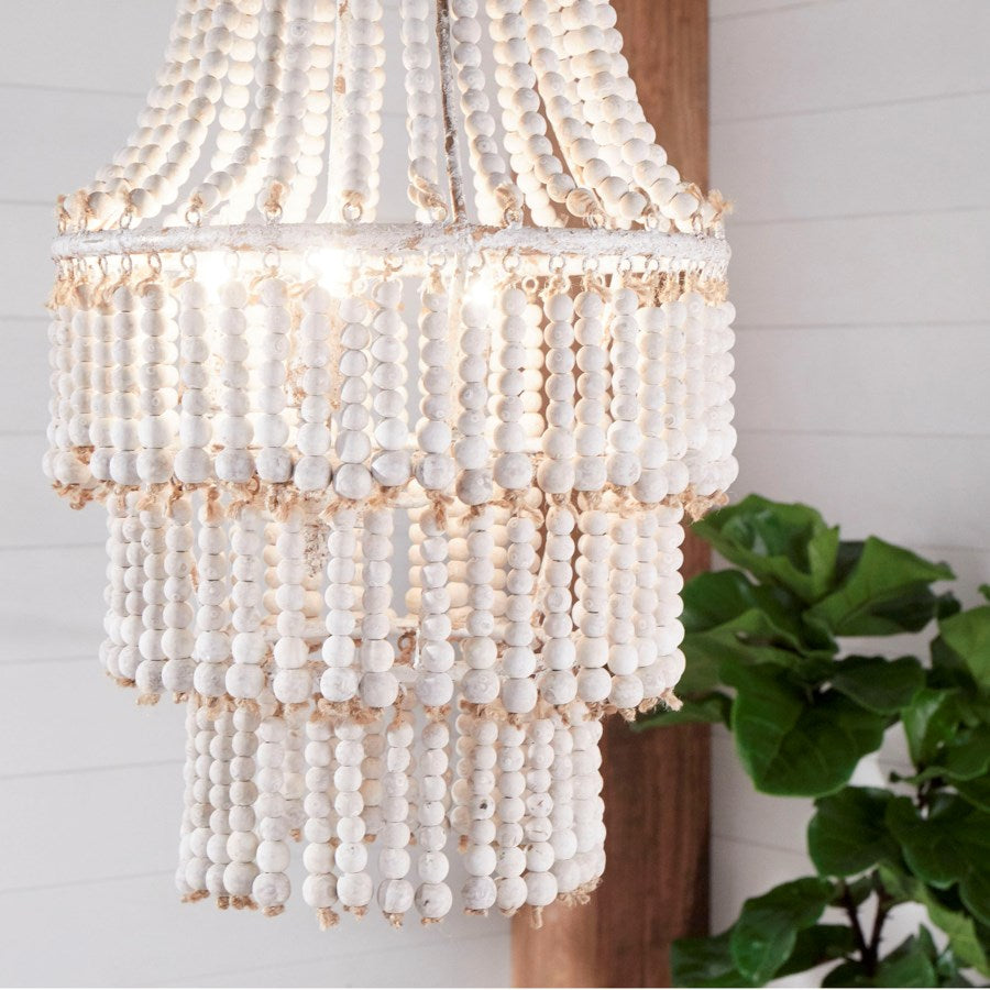 Three-light white wash pendant light - The Nifty Decor
