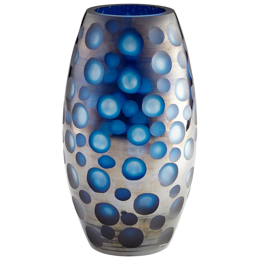 Handcarved Blue Glass Vase - Bombay Mercantile