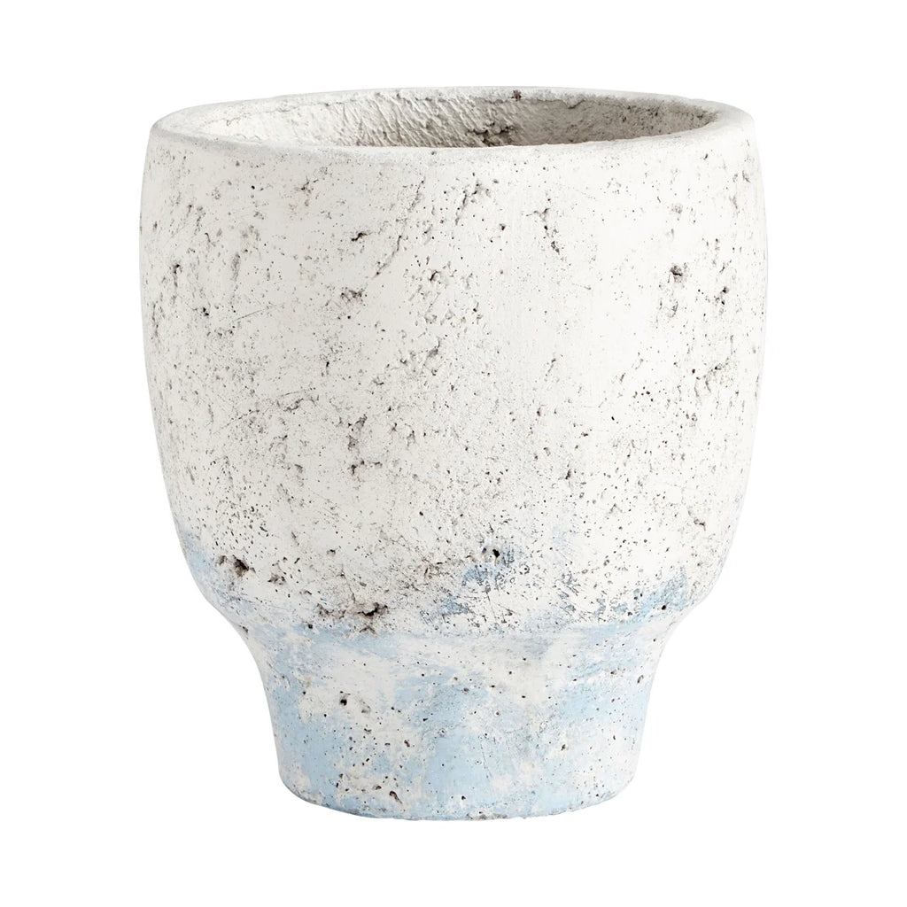 Antique White Blue Accents Planter - Bombay Mercantile
