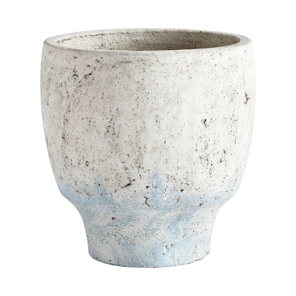 Antique White Blue Accents Planter - Bombay Mercantile