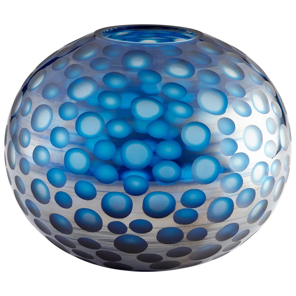 Blue Round Vase - Bombay Mercantile