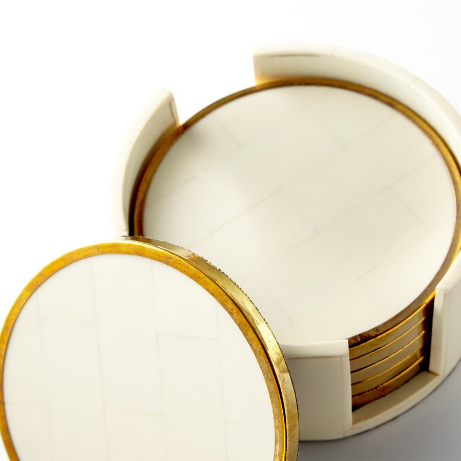 White and brass coaster set - The Nifty Decor