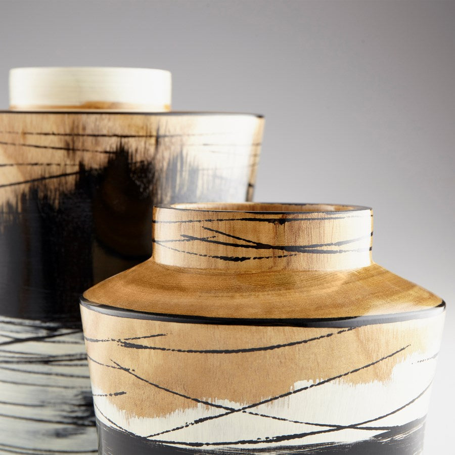 Black, White and Walnut Wood Vase - The Nifty Decor