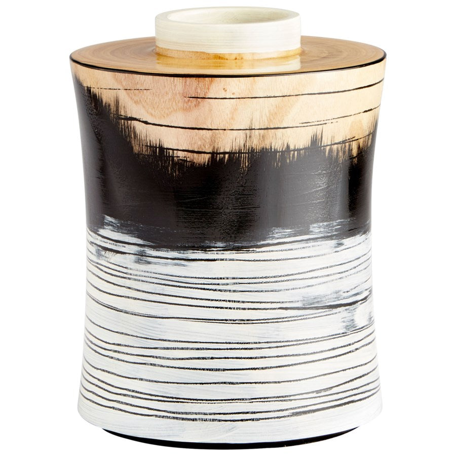 Black, White and Walnut Wood Vase - The Nifty Decor