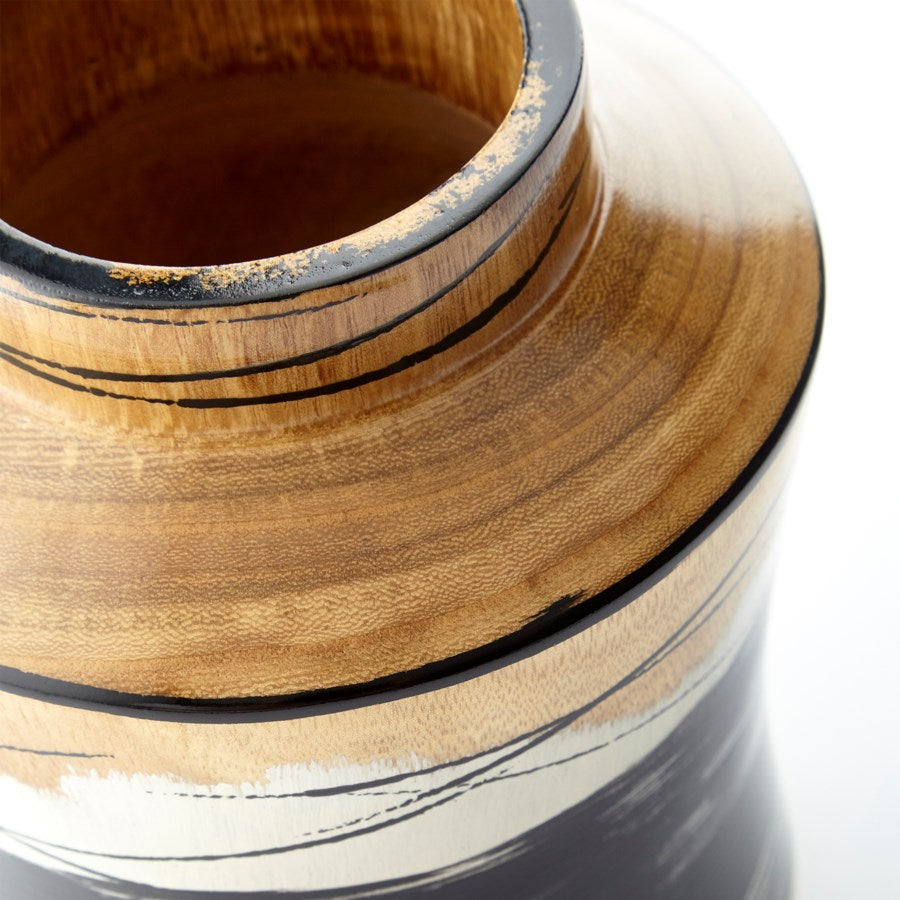 Black, White and Walnut Wood Vase - The Nifty Decor