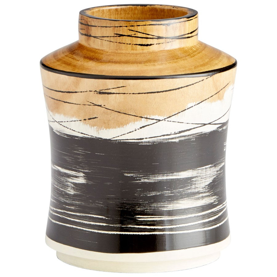 Black, White and Walnut Wood Vase - The Nifty Decor