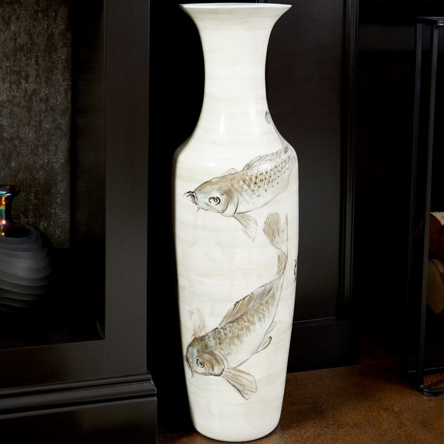 Hand Painted fish on Ceramic Vase - The Nifty Decor