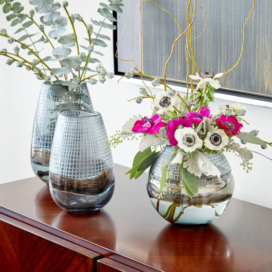 Glitter on Grey Glass Vase - The Nifty Decor