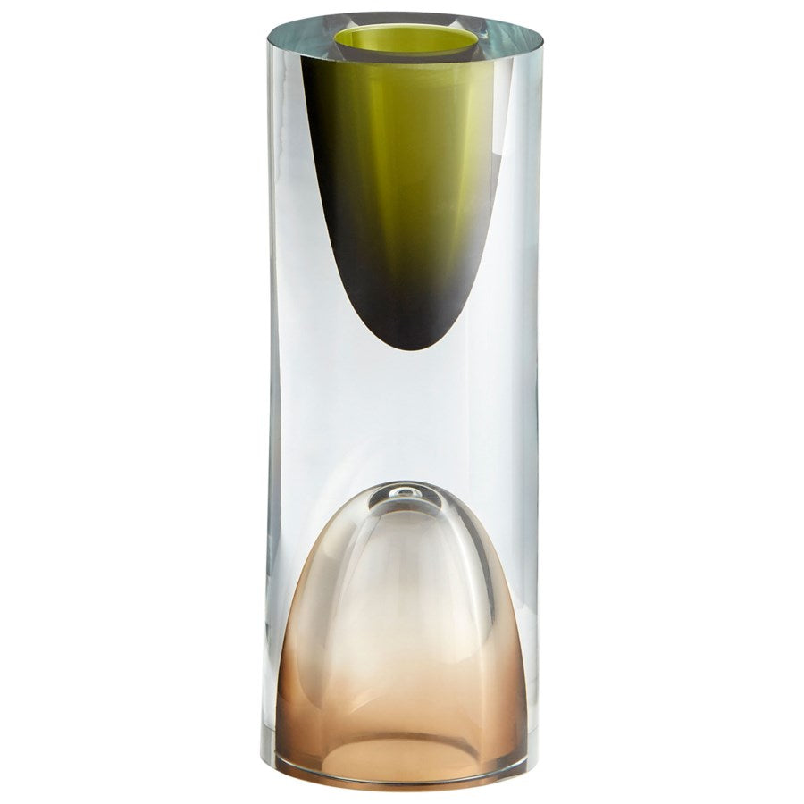 Brown and Green cylindrical Glass Vase - The Nifty Decor