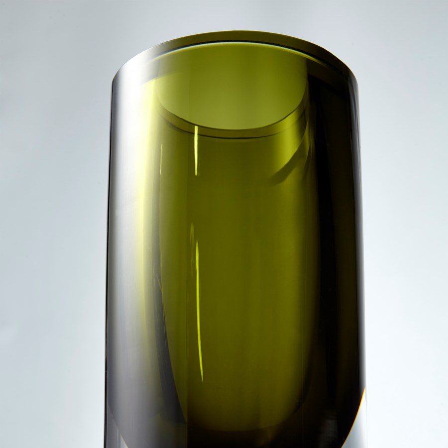 Brown and Green cylindrical Glass Vase - The Nifty Decor