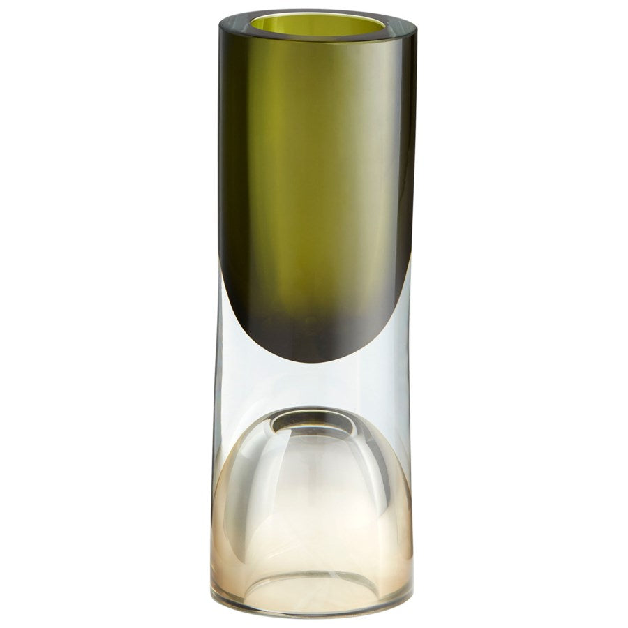 Brown and Green cylindrical Glass Vase - The Nifty Decor