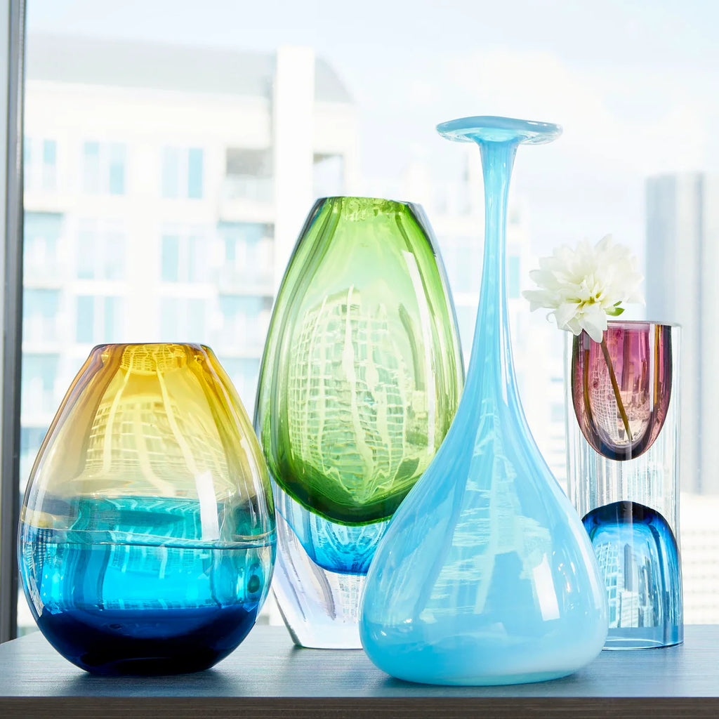 Purple and Blue Glass Vase - Bombay Mercantile