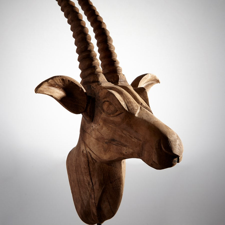 Iron and wood Ibex sculpture - The Nifty Decor